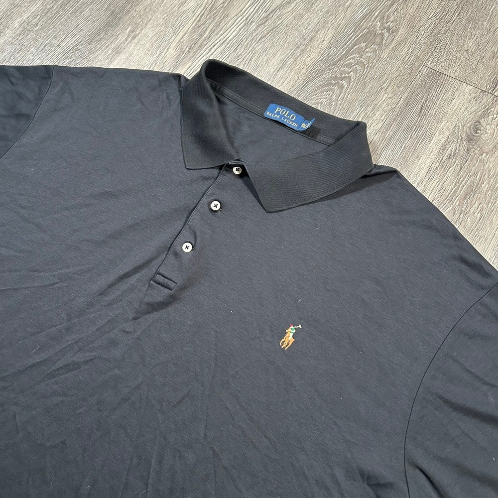 Polo Ralph Lauren Polo Shirt 4XLT Tall Black Cotton Short Sleeve Performance